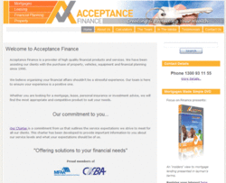 Acceptance Finance gets a new template design for 2010.  

The new multi-section design was created using the Template Design section of our software, allowing us to change the look without re-entering any content!